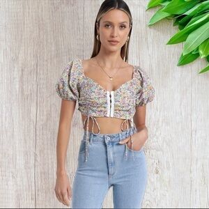 Showpo RedBerry St Tropez Crop Top in Blue Floral